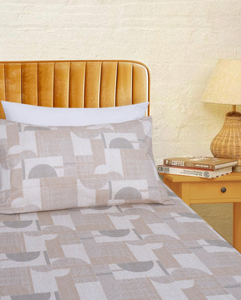 Beige | Siesta Bedsheet Geometric Pattern